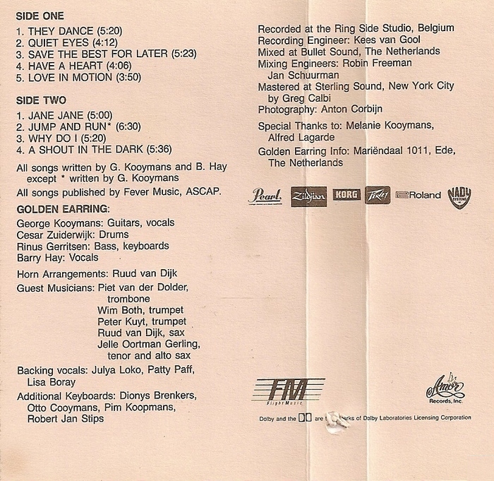 Golden Earring The Hole USA Cassette inlay 1986